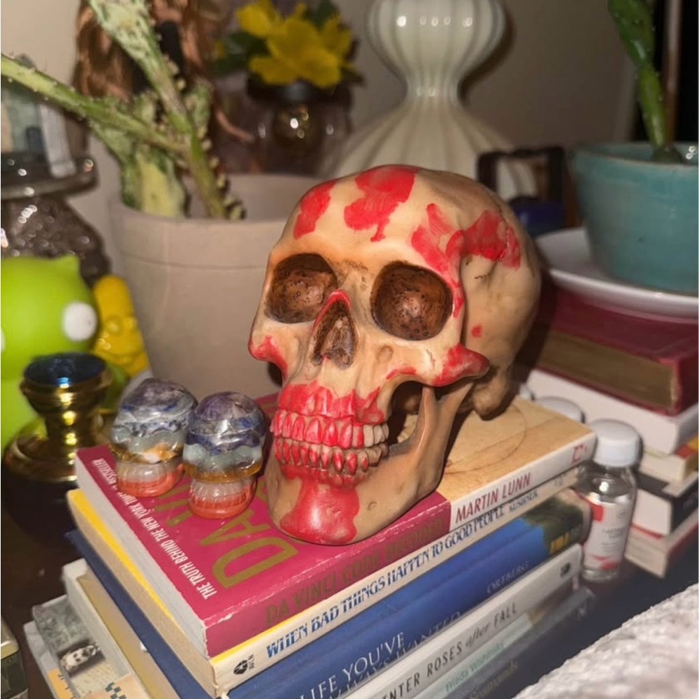Decorative Skull with Red Accents